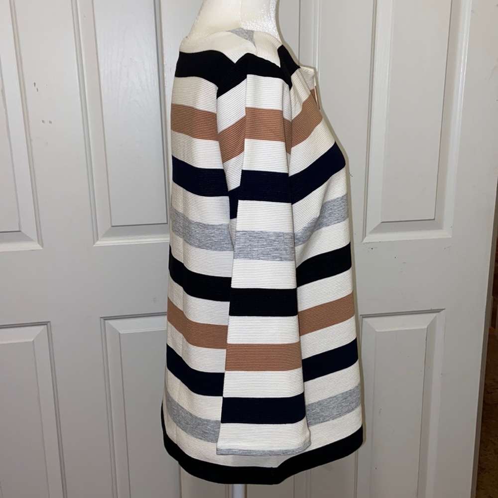 Talbots knit black & tan striped long sleeve top - Picture 3 of 8